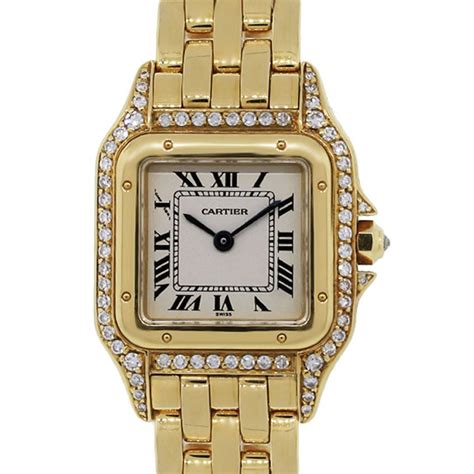 cartier watch womens gold|cartier panthere gold diamond watch.